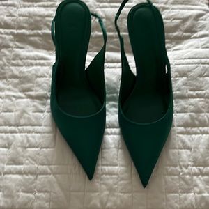 Zara green satin shoes new